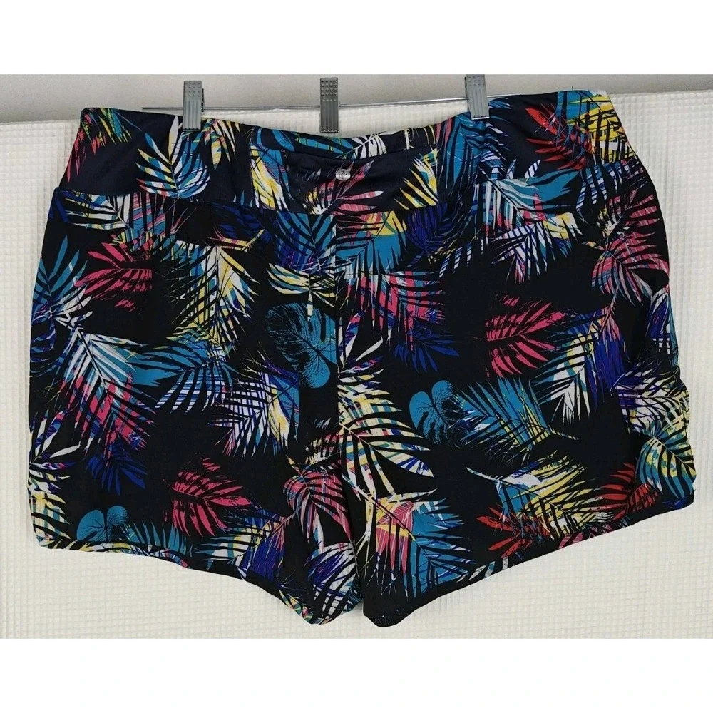 Jockey Women's XXL Tropical Palm Leaf Print Swim Shorts